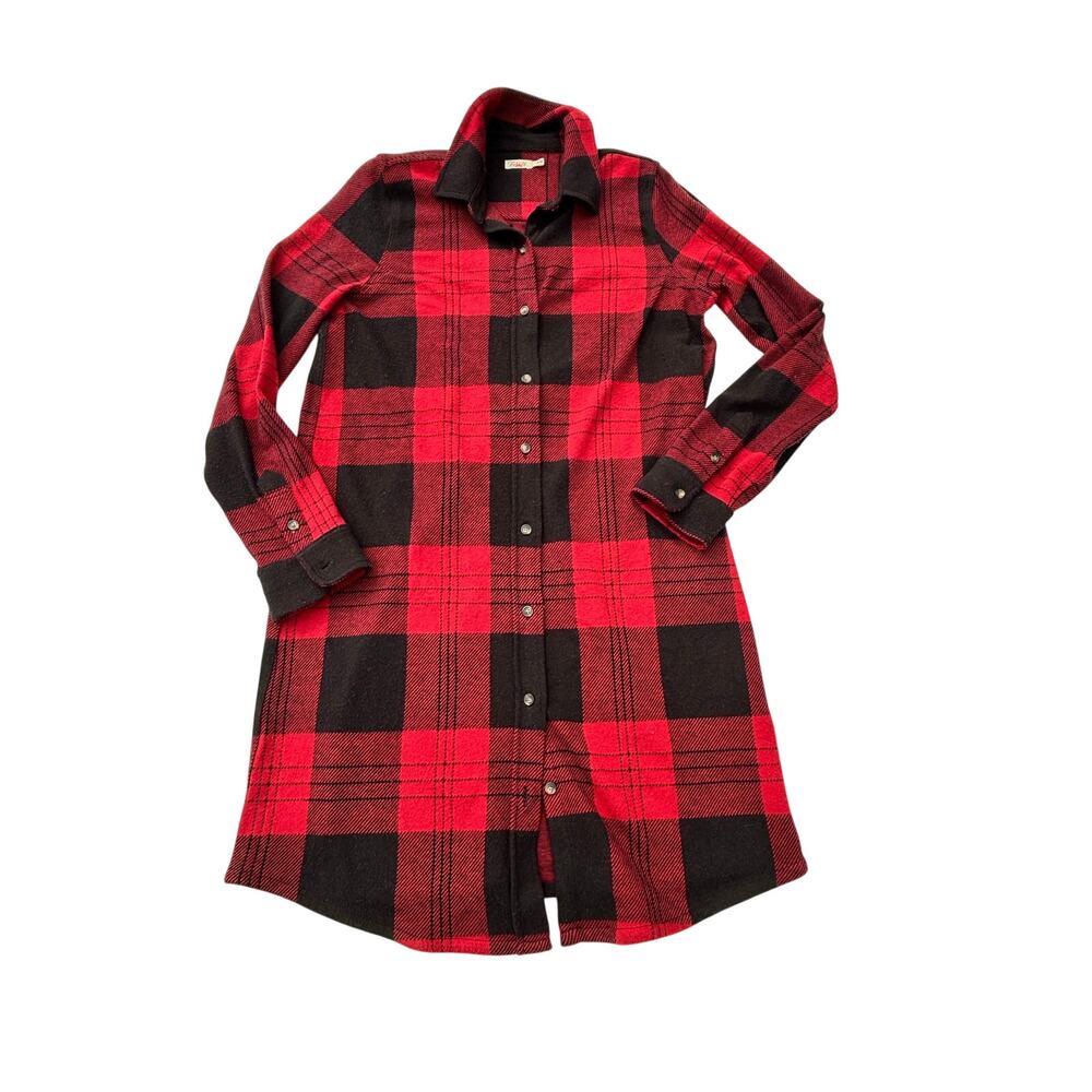 Faherty Legend Sweater Dress Orchard House Red Plaid Long Sleeve Shirtdress M